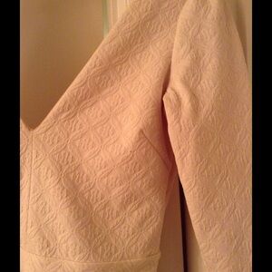 Long Sleeve Textured Cream Dress